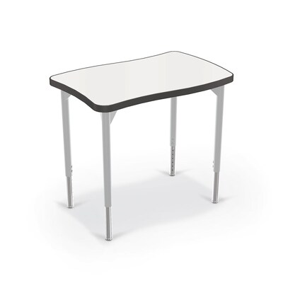 MooreCo Hierarchy Creator Desk, Porcelain Steel Dry Erase Marker Top, Platinum Legs (70529)