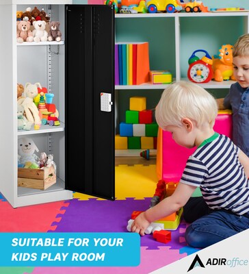 AdirOffice 48"H Single Tier Black Storage Locker (ADI629-01-BLK-DL)