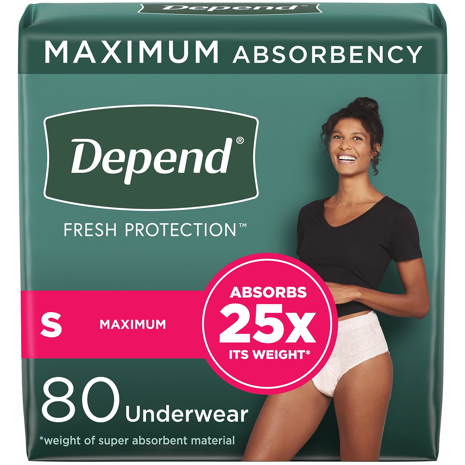 Depend Fresh Protection Adult Incontinence Underwear for Women, Disposable, Small, Blush, 80 Count (54196)
