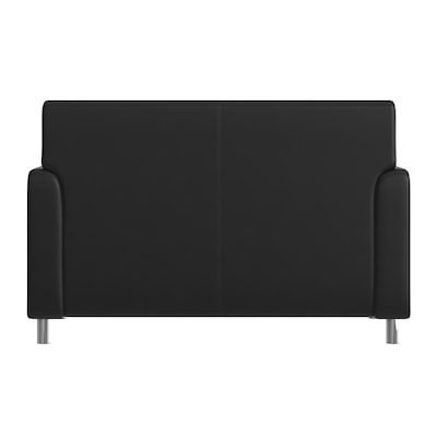 Flash Furniture Agent LeatherSoft Reception Loveseat, Black/Chrome Legs (BT827U2BKCHR)