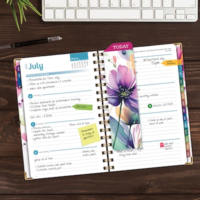 2026-2027 Excello Brands 8 x 5.5 Academic Weekly & Monthly Planner, Paperboard Cover, Rainbow Floral (FSHN-AY26-58-53)