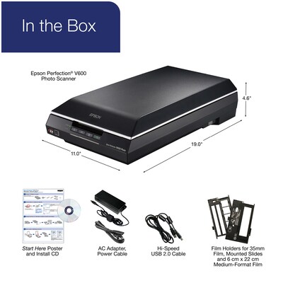 Epson Perfection V600 Refurbished USB Flatbed Photo Scanner, Black (B11B198011-N)