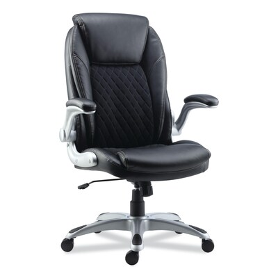 Alera® Leithen Series All Adjustable Arm Leather Computer and Desk Chair, Black (ALELT4249)