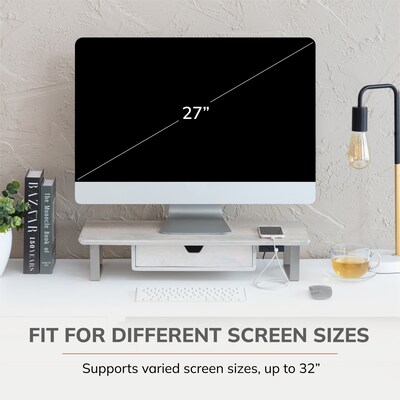 Anji Mountain Mango Wood & Metal Monitor Stand, Up to 32" Monitor, White Wash (MS-WWS-06NKL-PD)