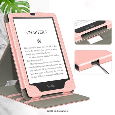 SaharaCase Indy Series TPU 7" Vertical Folio Case for Amazon Kindle Paperwhite & Colorsoft, Pink (TB00436)