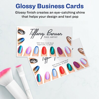 Avery Clean Edge Business Cards, 2" x 3 1/2", Glossy White, 200/Pack (8859)