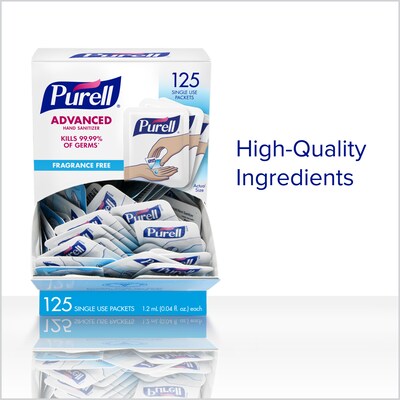 PURELL SINGLES Advanced Hand Sanitizer Single-Use Packets, 125/Box (9630-12-125CTNS)