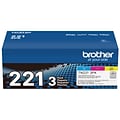 Brother TN-221 Cyan/Magenta/Yellow Standard Yield Toner Cartridge, Up to 1,400 Pages, 3/Pack (TN2213