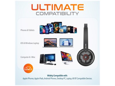 Delton 50X Pro Wireless Noise Canceling Bluetooth Mono Phone & Computer On Ear Headset, USB Type-C (DBTHEAD50X)