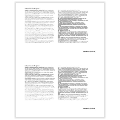 ComplyRight 2025 1099-MISC Tax Form, 1-Part, 2-Up, Recipient Copy B, 50/Pack (511150)