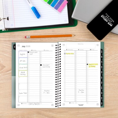 2026-2027 Five Star 5.5" x 8.5" Academic Weekly & Monthly Customizable Planner, Poly Cover, Assorted Colors (CAW451-00-27)