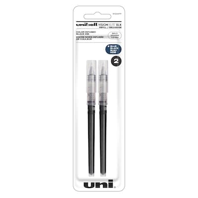 uni-ball Vision Elite Rollerball Pen Refill, Bold Point, Blue/Black Ink, 2 Pack (61234PP)