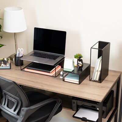 Mind Reader 3-Piece Desk Organizer Set, Metal, Black (STAND3PC-BLK)