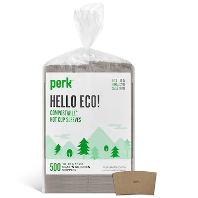 Perk™ Eco Paper Hot Cup Sleeve, Brown, 500/Pack (PK56227)