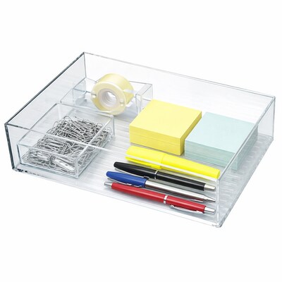 Azar Large Stackable Plastic Storage Bin, 2.5" x 8.62"x 6.5", Clear, 4/Pack (556735-4PK)