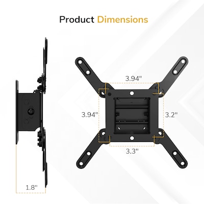 Mount-It! Low-Profile Tilting TV Wall Mount for 24" to 43" TVs, Holds Up to 33 lbs., Black (MI-6524XL)