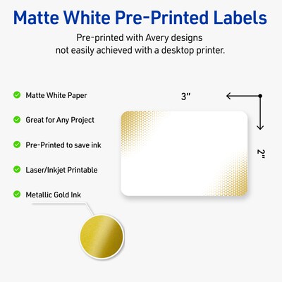 Avery Laser/Inkjet Rectangle Multipurpose Labels, 2 x 3, White, 80/Pack (S00EWC)