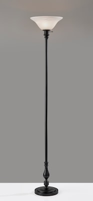 Adesso Claret Torchiere 72"H Black Floor Lamp with White Alabaster Glass Shade (3285-01)