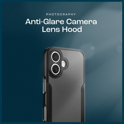 SaharaCase Classic MagSafe Phone Case with Tempered Glass Screen Protector for iPhone 16, Black/Gray (CP00642)