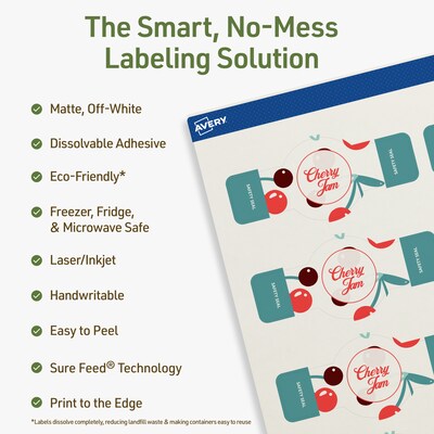 Avery Dissolvable Decorative Edge Multipurpose Labels, 1.5 x 3.5, Off-white, 50/Pack (94122)