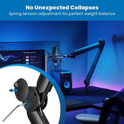 Mount-It! Full Motion Microphone Boom Arm for 3/8" & 5/8" Mic Mounts, Holds up to 2.2 lbs., Matte Black (MI-7611)