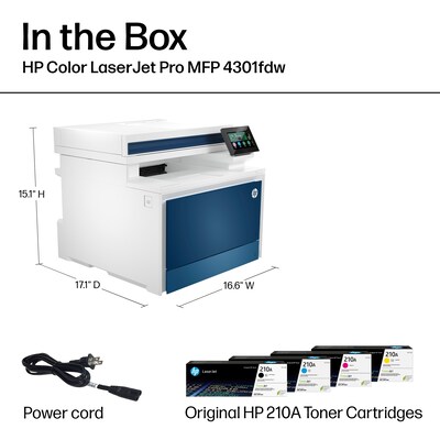 HP Color LaserJet Pro LJP 4301fdw Wireless Color Laser Printer, All-In-One, Print, Scan, Copy, Fax (4RA82F)