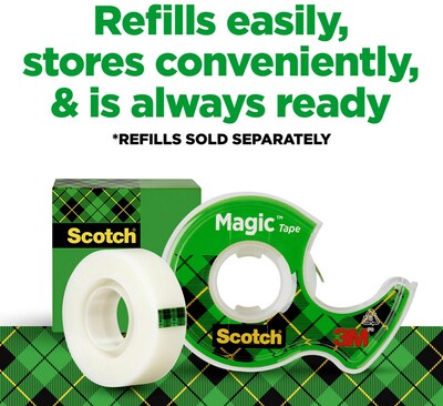 Scotch Magic Invisible Tape with Dispenser, 3/4 x 8.33 yds., 3/Pack (3105)