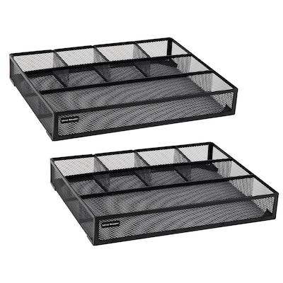 Mind Reader 6-Compartment Metal Drawer Organizer, Black, 2/Set (2DEER-BLK)