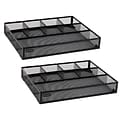 Mind Reader 6-Compartment Metal Drawer Organizer, Black, 2/Set (2DEER-BLK)