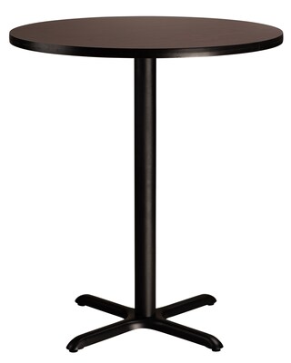 NPS CT Series 36" Round 42" Height Cafe Table, X Base, Black Frame/Mahogany Top (CT13636XBPBTMMY)