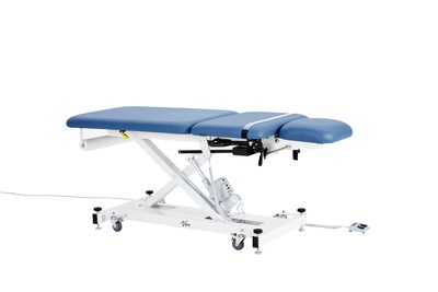 Viva Comfort XRO Electric Height and Back Adjustable Exam Table with Stirrups, 600 lbs Capacity, Blue (ADI903-22-BLU-MK)