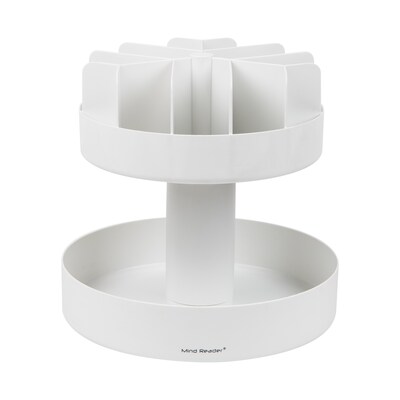 Mind Reader 2-Tier Plastic Lazy Susan Coffee Countertop Organizer, White (SNACKCAR-WHT)