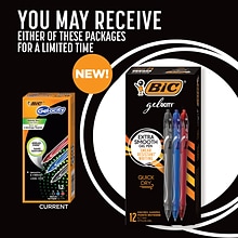 BIC Gel-ocity Quick Dry Gel Pen, Medium Point, 0.7 mm, Assorted Ink, 12/Pack (RGLCG11AST)