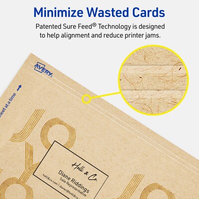 Avery Business Cards, 2-1/2" x 3-1/2", Matte Kraft Brown, 60/Pack (95328)