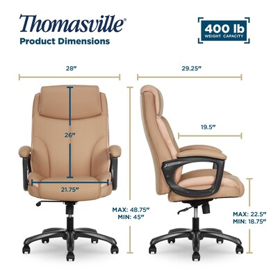 Thomasville Danvers Ergonomic Polyurethane Big & Tall Chair, 400 lb. Capacity, Light Tan (52403-TAN)