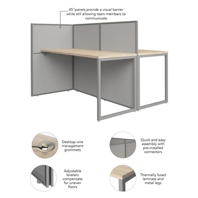 Bush Business Furniture Easy Office 45"H x 60"W 2 Person Back to Back Cubicle Panel Workstation, Natural Elm (EOD460NE-03K)