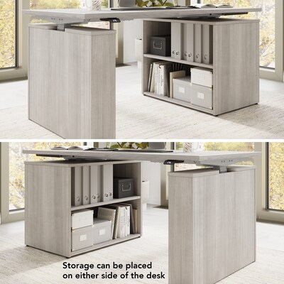 Bush Business Furniture Stratus 60"W Electric Adjustable Standing Desk with Bookcase, Platinum Gray (SUT005PG)