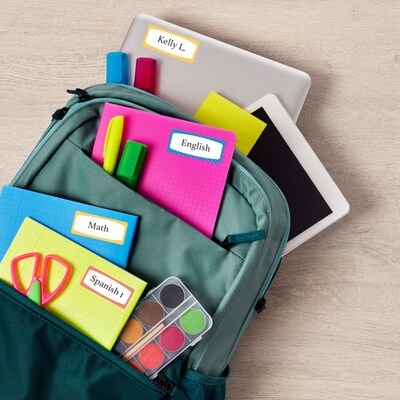 Avery Water-Resistant Laser/Inkjet ID Labels on 4" x 6" Sheets, 3/4" x 1-3/4", Assorted Border Colors, 60 Labels/Pack (41442)
