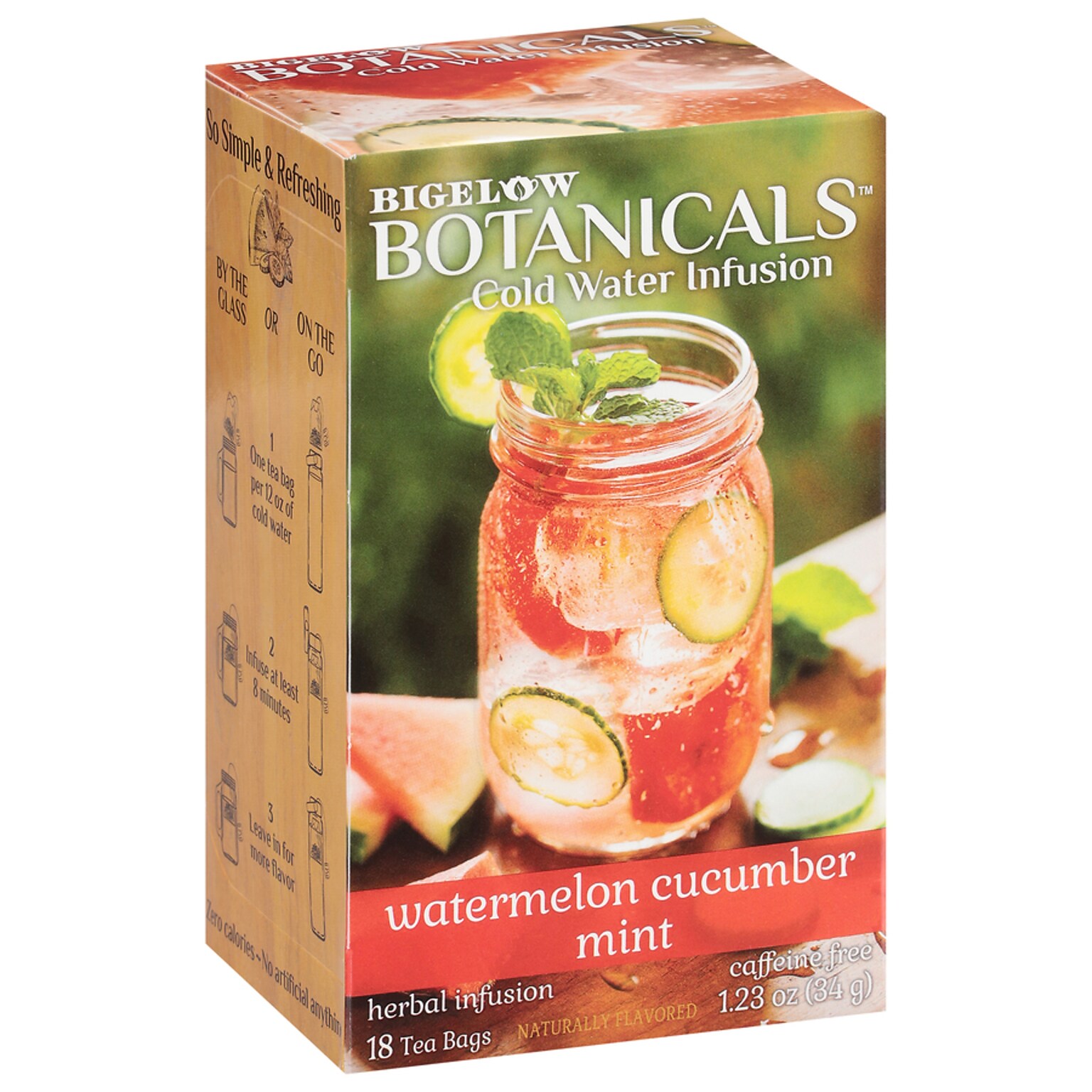 Bigelow Botanicals Decaf Watermelon Cucumber Mint Tea Bags, 18/Box (39004)