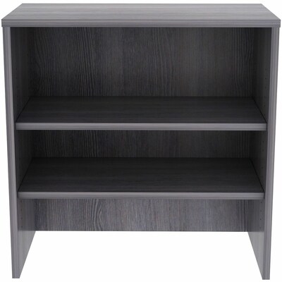 Lorell Essentials 36 2-Shelf Stack-on Bookcase with Adjustable-Shelves, Weathered Charcoal Laminate (LLR69628)