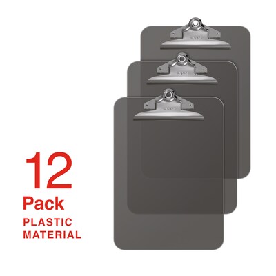 Staples Plastic Clipboard, Letter Size, Smoke, 12/Carton (11069CT)