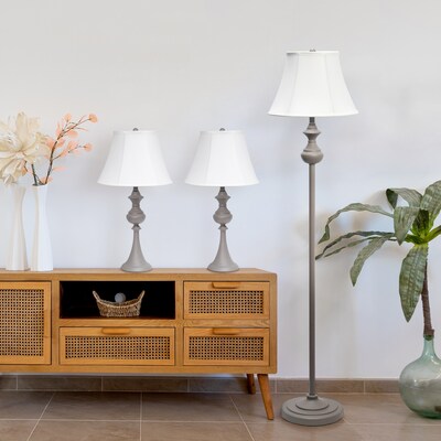 Lalia Home Perennial 60"/26" Gray Three-Piece Floor/Table Lamp Set with Bell Shades (LHS-1007-GY)