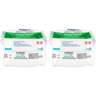 Clorox Healthcare Hydrogen Peroxide Cleaner Disinfectant Wipes, 185 Count, 2 Refills/CT (30827)