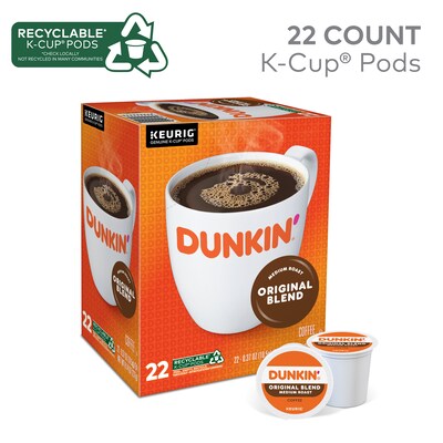 Dunkin Original Blend Coffee Keurig® K-Cup® Pods, Medium Roast, 22/Box (400845)