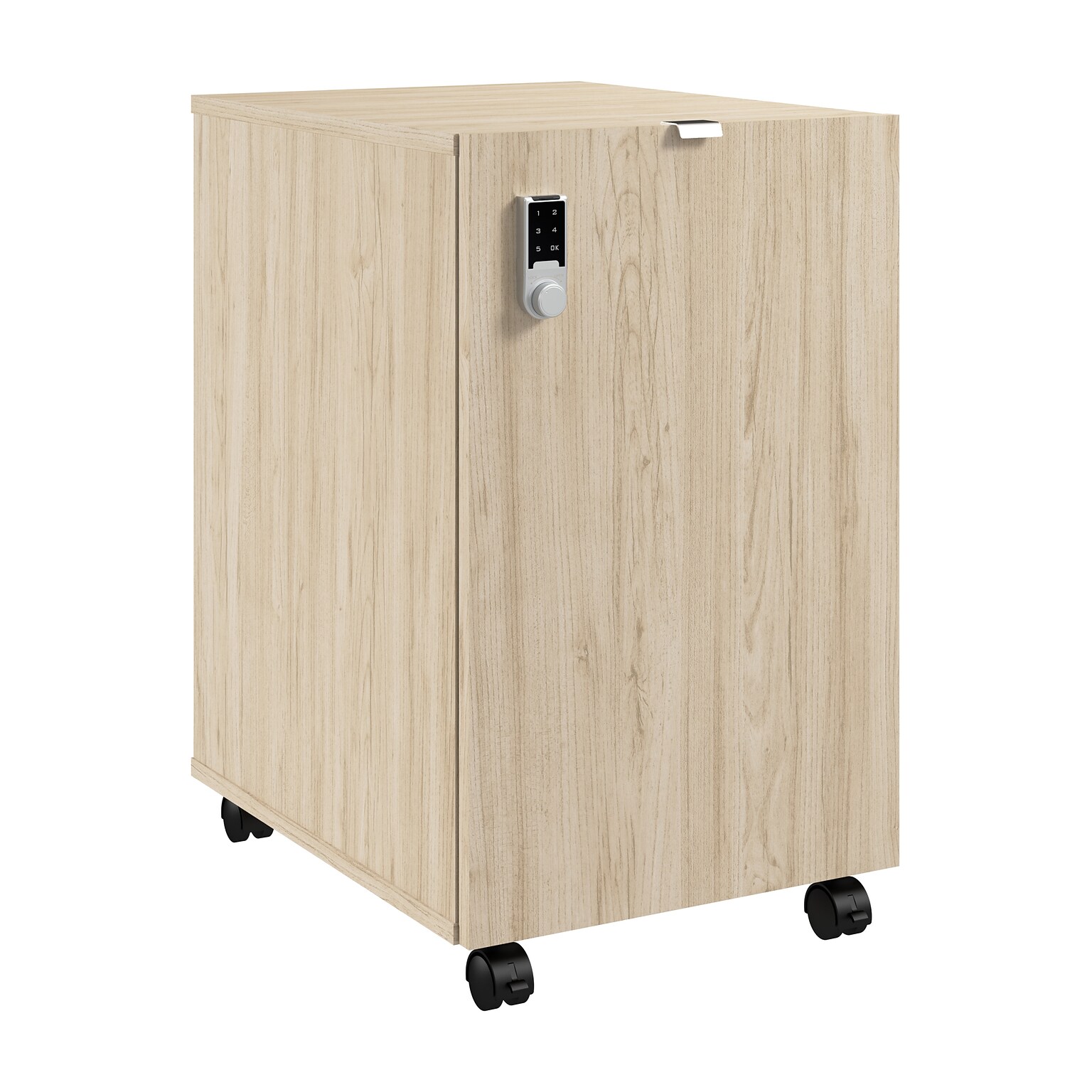 Bush Business Furniture Assure Mobile File Cabinet, Letter/Legal Size, Lockable, 26H x 16W x 20D, Natural Elm (AUS216NESU)