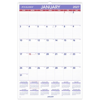 2027 AT-A-GLANCE 20 x 30 Monthly Wall Calendar, White/Purple (PM4-28-27)