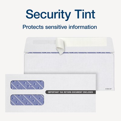 Adams 2025 1099 Tax Envelopes, 3-Up Format, Double-Window, Security Tinted, Peel & Seal, White, 25/Pack (STAX3-25)