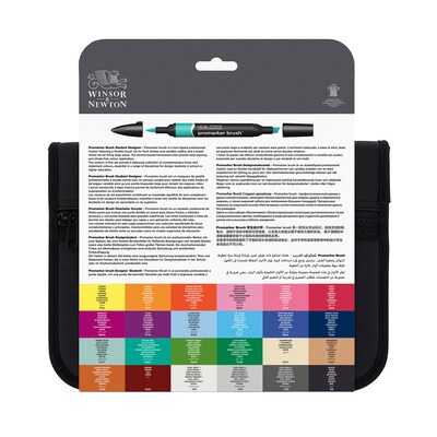 Winsor & Newton Promarker Brush Student Designer Alcohol Based Marker, Assorted Colors, 24/Pack (WNX0290079)