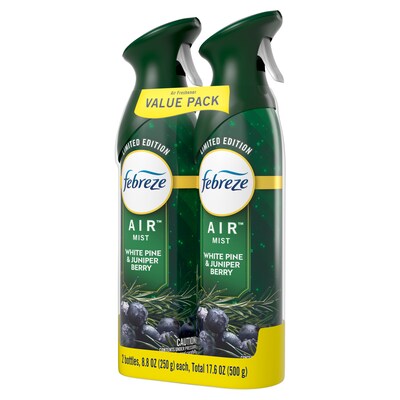 Febreze Air Mist Aerosol Air Freshener, White Pine & Juniper Berry Scent, 8.8 oz., 2/Pack (03208)