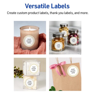 Avery Laser/Inkjet Circle Multipurpose Labels, 2" Dia., White, 120/Pack (S00D1D)